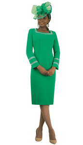 Lily and Taylor 4723 – French Crepe Dress with Rhinestone Accents